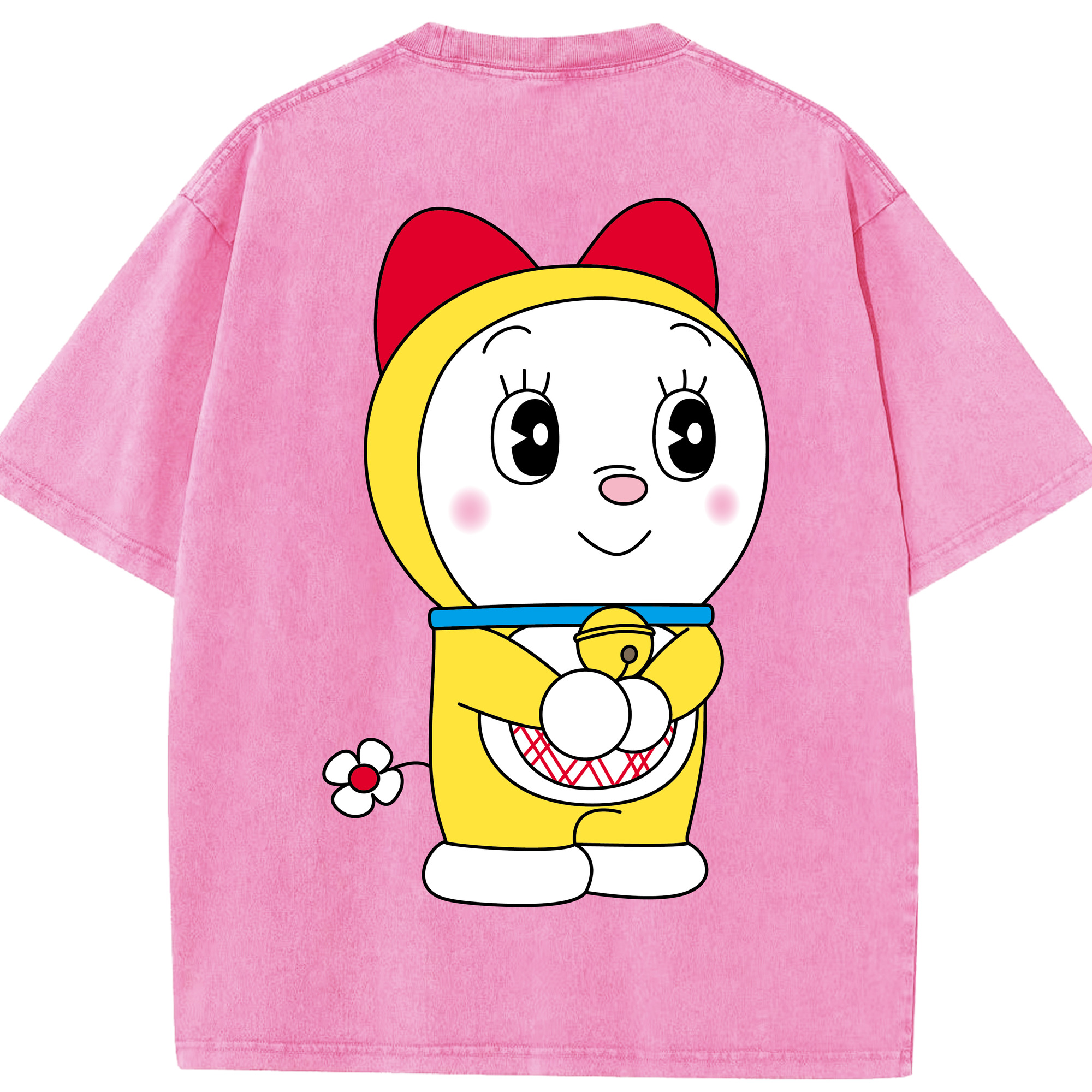 （画像用） ドラえもん ドラミ Doraemon Dorami 綿100% ヴィンテージ風 半袖Tシャツ（背面プリント）